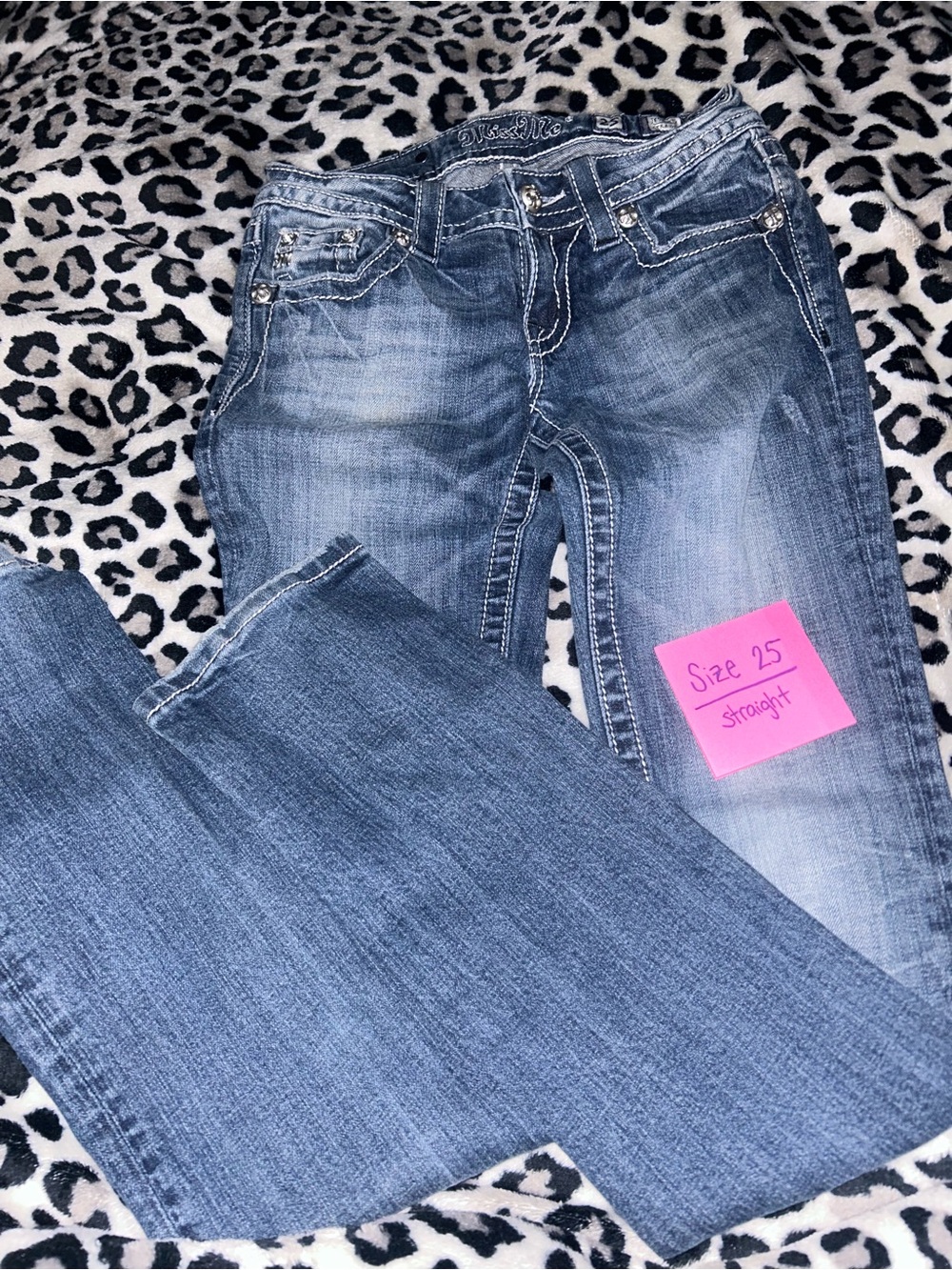 Miss Me Women's Straight Jeans in Faded Blue Wash